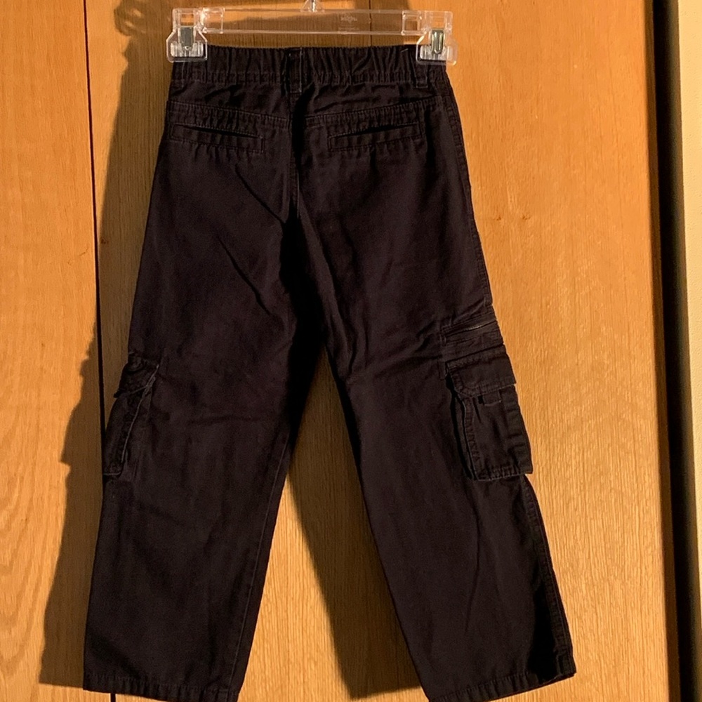 Gymboree black cotton poplin cargo pants size 6 boy’s 7 pockets adj waist EUC